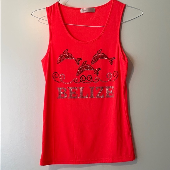 Tops - NWOT tropical embellished tank top